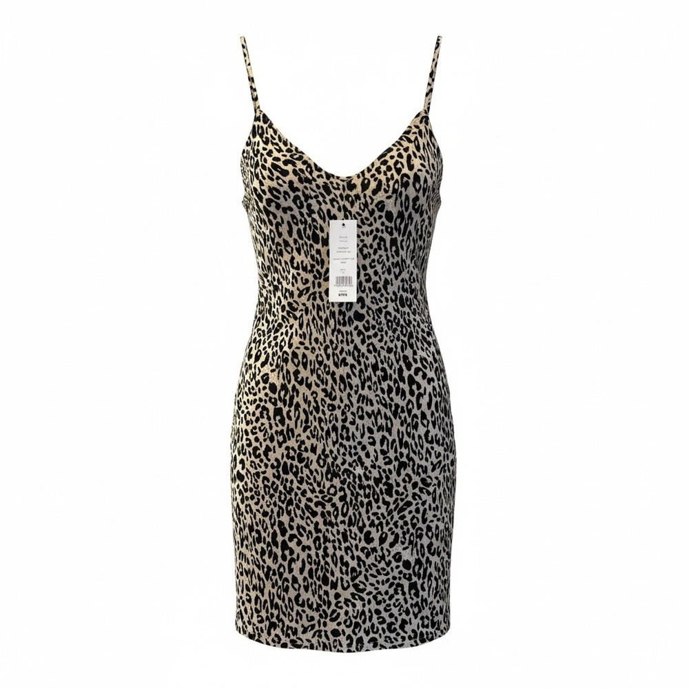 French‎ Connection Womens Size 8 Leopard Print Slip Dress Spaghetti Strap Party